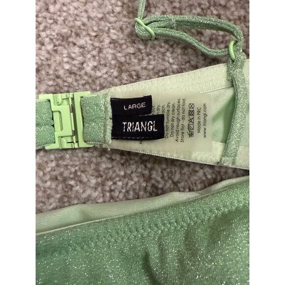 Triangl Mica Sparkle Lime Green Bikini Top, sz large - Picture 3 of 6